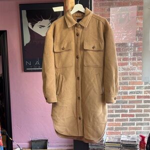 GAP Tan Recycled Wool Blend Long Coat